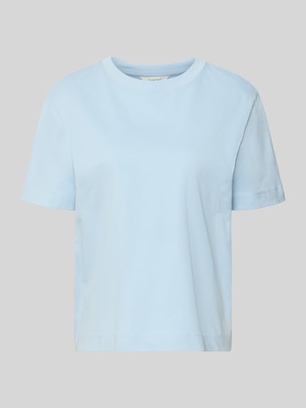 Produktfoto, Boxy Fit T-Shirt aus reiner Baumwolle Modell 'ESSENTIAL' von Selected Femme, hellblau, unifarben, heavy Jersey, kurzarm, Rundhals