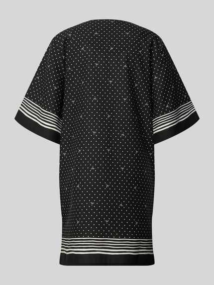 Produktfoto, Minikleid mit Schlüssellochausschnitt Modell 'Brismar' von JOOP! Collection aus Baumwoll-Modal-Mix in Schwarz mit weißen Punkten und Streifen, Relaxed-Fit, 3/4-Arm