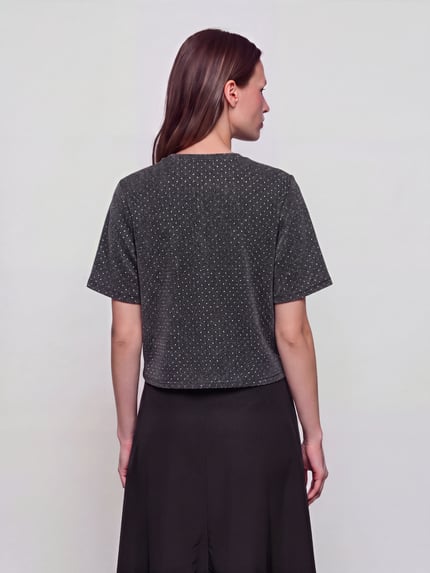 PIECES T-Shirt mit schimmerndem Allover-Design Anthrazit 5