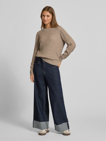 Tommy Hilfiger Sweter o kroju regular fit ze ściegiem warkoczowym Szarobrązowy 1