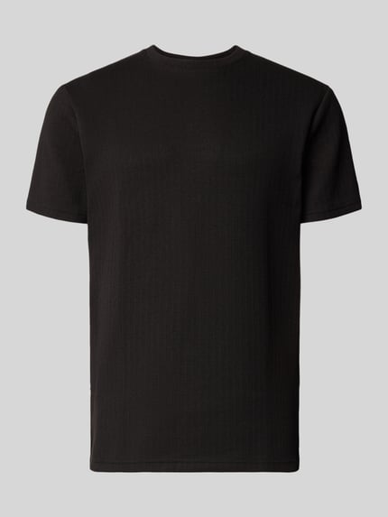 Produktfoto, Regular Fit T-Shirt mit Viskose-Anteil Modell 'TREY' von Only & Sons, schlichtes Schwarz, strukturierte Oberfläche, Rundhals, kurzarm