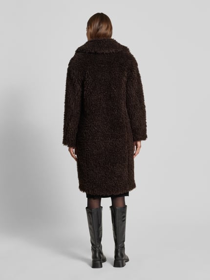Rich & Royal Mantel aus Teddyfell mit Reverskragen Dunkelbraun 5