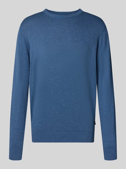 Produktfoto, Relaxed Fit Strickpullover aus reiner Baumwolle van bugatti, Heren gebreide pullover, puur katoen, relaxed fit, ribboorden, ronde hals, ruglengte maat M 69 cm, mouwlengte maat M 67 cm