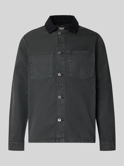 Lindbergh koszula wierzchnia o kroju regular fit z kołnierzykiem typu kent model 'Corduroy' Antracytowy 2