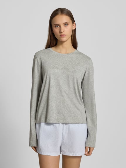 Calvin Klein Underwear Bluzka z długim rękawem z wyhaftowanym logo Jasnoszary 4