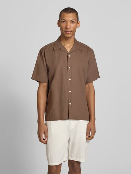 Selected Relaxed Fit Freizeithemd aus Leinen-Baumwoll-Mix Modell 'RLXCLAY' Schoko 4