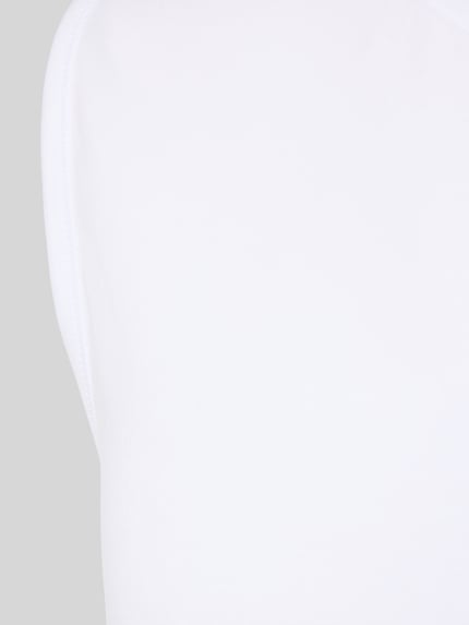 Produktfoto, Slim Fit Top uit katoenmix in set van 2 van Schiesser voor heren, elastische katoenmix, witte gladde stof, ronde hals.