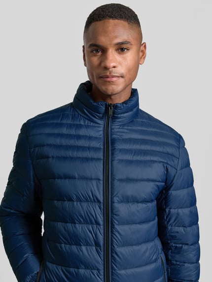 BOSS Orange Slim fit gewatteerd jack met labelpatch, model 'ODEN2' Rookblauw - 3