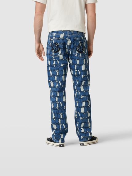 Billionaire Boys Club Jeansy o kroju straight fit z wzorem na całej powierzchni Jeansowy niebieski 5
