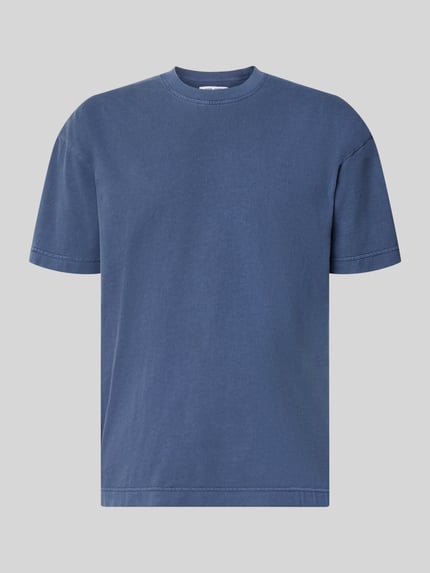 Productfoto, T-shirt met ronde hals model 'JOEL' van Samsøe Samsøe, puur katoen, regular fit, ruglengte bij maat M 72 cm, blauw.