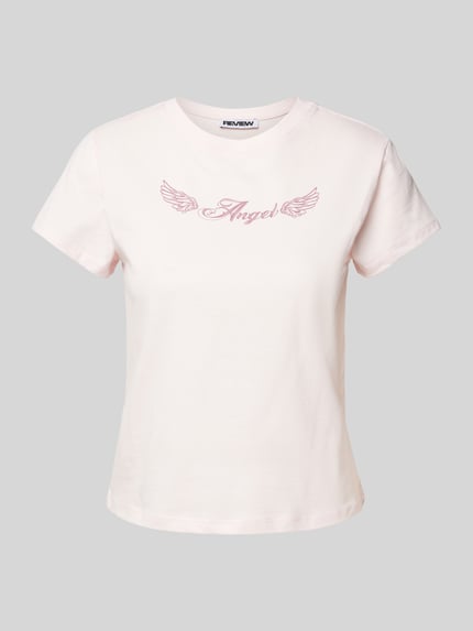 REVIEW T-shirt z nadrukowanym motywem Różowawy 2