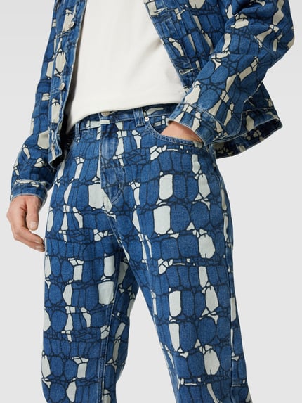 Billionaire Boys Club Jeansy o kroju straight fit z wzorem na całej powierzchni Jeansowy niebieski 3