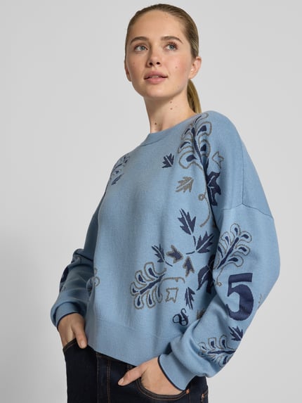 Scotch & Soda Sweter z dzianiny o kroju oversized z prążkowanymi wykończeniami Jeansowy niebieski 3