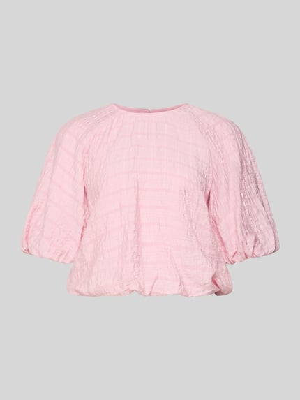 Produktfoto, Regular Fit Bluse mit Strukturmuster von Jake*s Casual in zartem Rosa, Ballon-Optik, Rundhalsausschnitt, locker strukturiertes Material