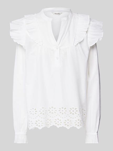 mbyM Regular fit blouse met broderie anglaise, model 'Natia' Wit - 2