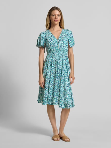 Apricot Knie-lange jurk van viscose Turquoise - 4