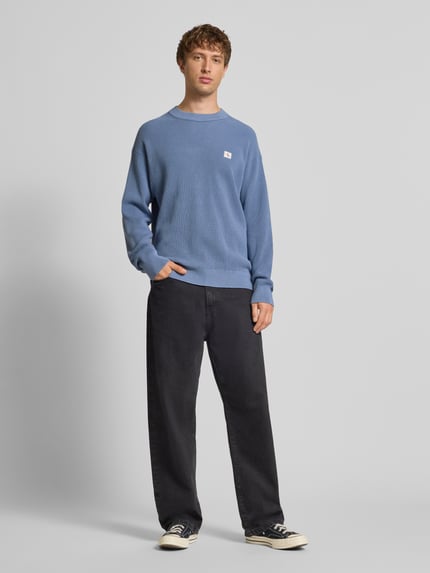 Calvin Klein Jeans Gebreide pullover met structuurmotief en ronde hals Bleu - 1