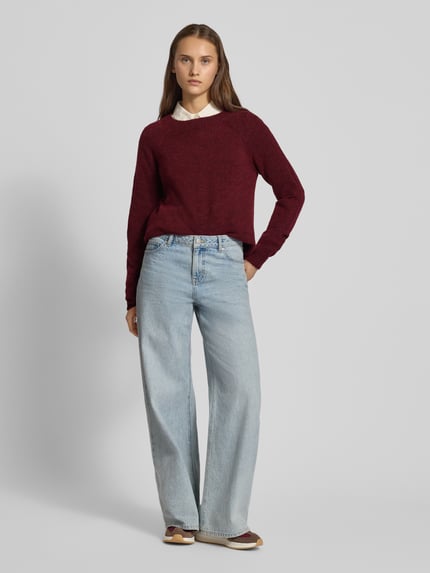 PIECES Regular Fit Strickpullover mit Raglanärmeln Modell 'JULIANA' Dunkelrot 1