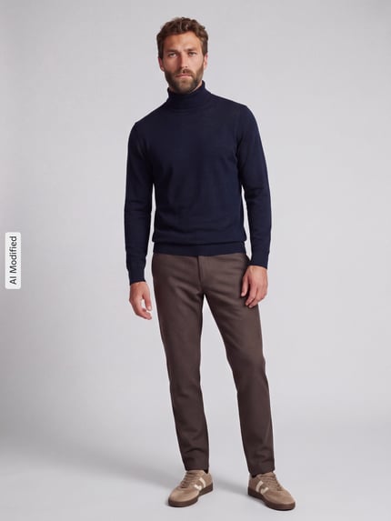 Jake*s Studio Men Regular Fit Rollkragenpullover aus reiner Wolle Marine 1