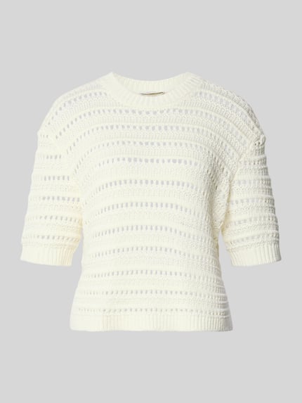 Produktfoto, Regular Fit Sweatshirt mit Lochmuster Modell 'Mina' von OPUS aus mieszanka bawełny, kremowy, perforowana faktura