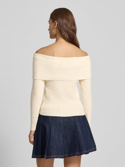 ONLY Slim Fit Strickpullover aus Viskose-Mix Modell 'KATIA' Offwhite Melange 5