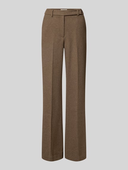 Stefanel High Waist Stoffhose aus Wolle mit Bundfalte Mittelbraun 2