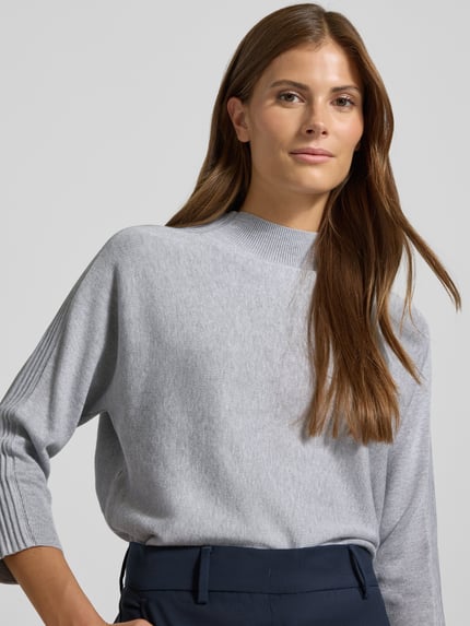 COMMA Strickpullover mit Stehkragen und 3/4-Arm Silber 3