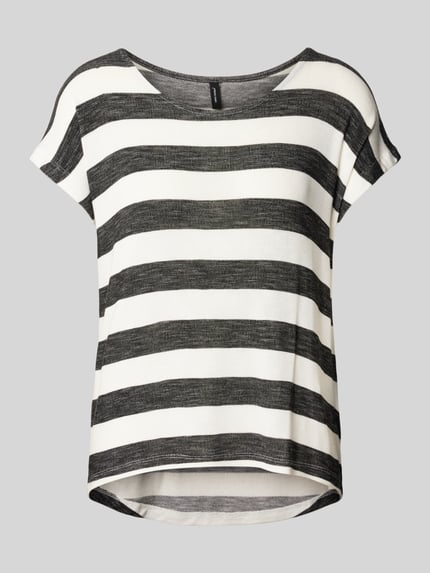 VERO MODA T-shirt z blokowymi pasami Czarny 2