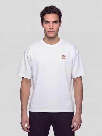 adidas Originals T-Shirt aus Leinen mit großem Rückenprint Weiss 4