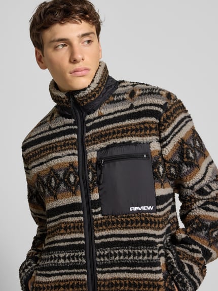 REVIEW Teddy-Jacke mit Stehkragen Hellbraun 3