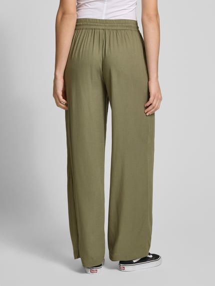 PIECES Regular Fit Weite Hose aus Viskose-Leinen-Mix Modell 'PIA' Khaki 5
