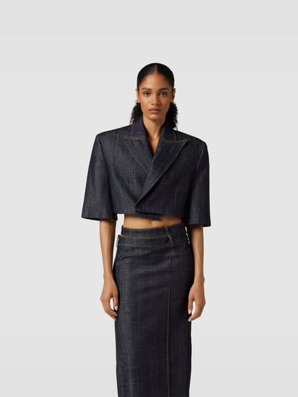 The Mannei Kort blazer in denimlook Donkerblauw - 4