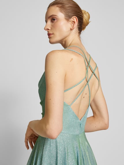LUXUAR FASHION Abendkleid mit Wasserfall-Ausschnitt Blau 3
