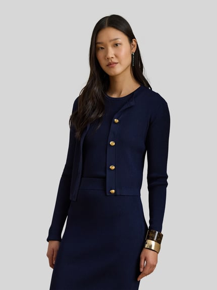 Lauren Ralph Lauren Slim Fit Strickjacke mit Knopf Details Marine 4