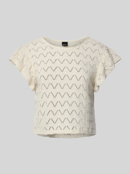 Gina Tricot T-Shirt mit Lochstickerei Modell 'Isadora' Offwhite 2