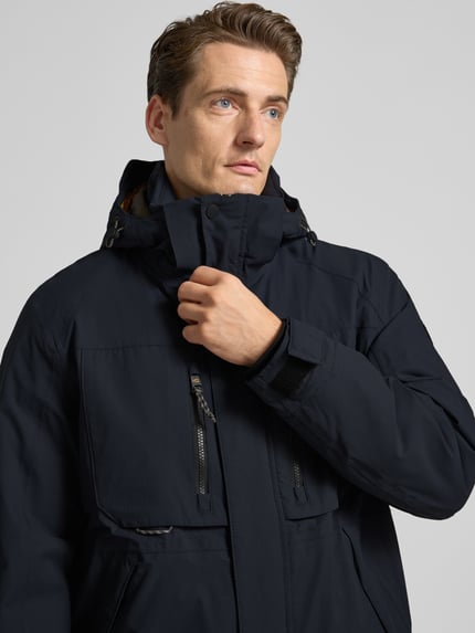 camel active Parka o kroju regular fit z kieszeniami zapinanymi na zamek błyskawiczny model 'TEXXXACTIVE' Granatowy 3