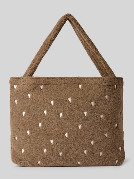 Studio Noos Tote Bag mit Allover Logo-Stitching Modell 'Teddy' Taupe 2