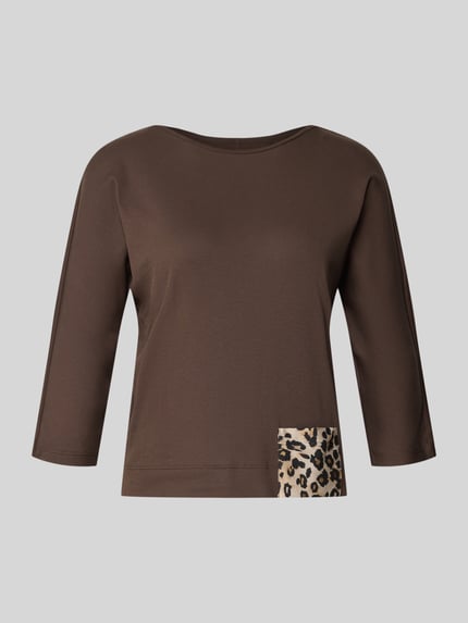 Marc Cain 3/4-Shirt mit kontrastierender Ziertasche Mittelbraun 2