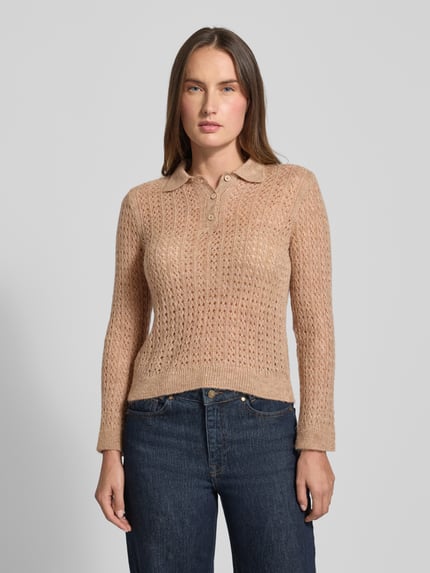MANGO Strickpullover mit Polokragen Camel 4