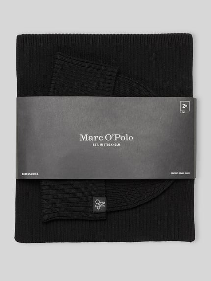 Marc O'Polo Schal mit Label-Patch im 2-teiligen Set BLACK 3