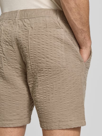 Jake*s Studio Men Straight Fit Shorts mit Strukturmuster Kitt 3