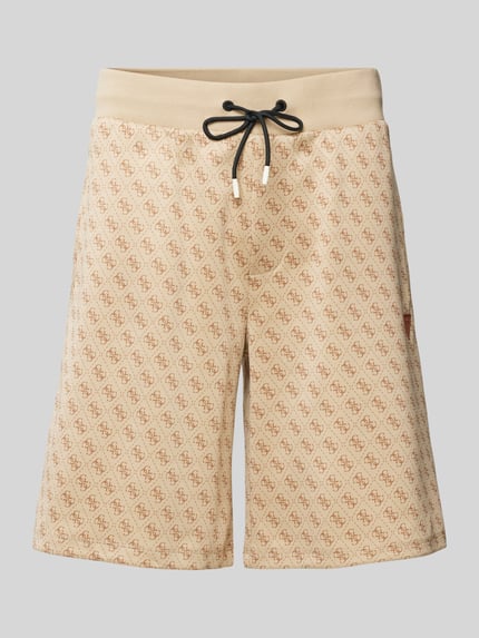 GUESS Activewear Regular fit korte broek met labelbadge, model 'KORBIN' Beige - 2