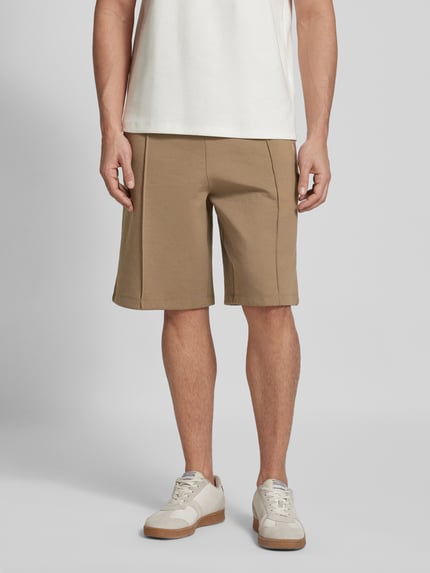 HUGO Sweatshorts mit Label-Print Modell 'Dilmos' Hellbraun 4
