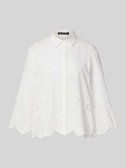 Produktfoto, Regular Fit Bluse mit Lochstickerei von Betty Barclay z bawełny, krój regular fit, kołnierzyk koszulowy, dziurkowana haftowana struktura