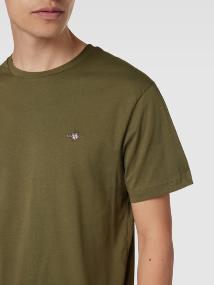 GANT T-shirt van katoen met labeldetail Olijfgroen - 3