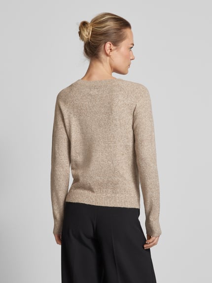 VERO MODA Regular Fit Strickpullover mit Crew Neck Modell 'DOFFY' Beige Melange 5