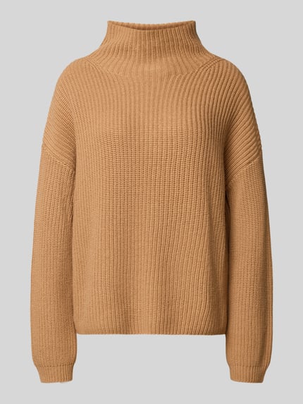 0039 Italy Sweter z dzianiny o luźnym kroju z mieszanki wełny i kaszmiru model ‘LONA’ Camel 2
