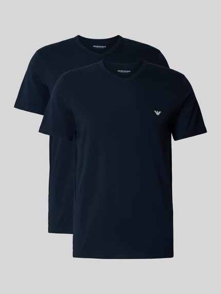 Emporio Armani T-Shirt mit V-Ausschnitt im 2er-Pack Dunkelblau 1
