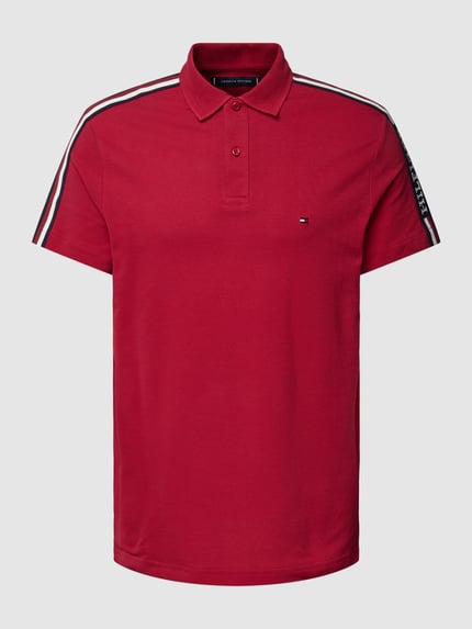 Tommy Hilfiger Regular Fit Poloshirt mit Kontraststreifen Kirsche 2