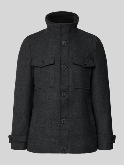 Produktfoto, Jacke im 2-in-1-Look von Christian Berg Men in Anthrazit, Material-Mix mit Woll-Anteil, Regular Fit, strukturierte Oberfläche